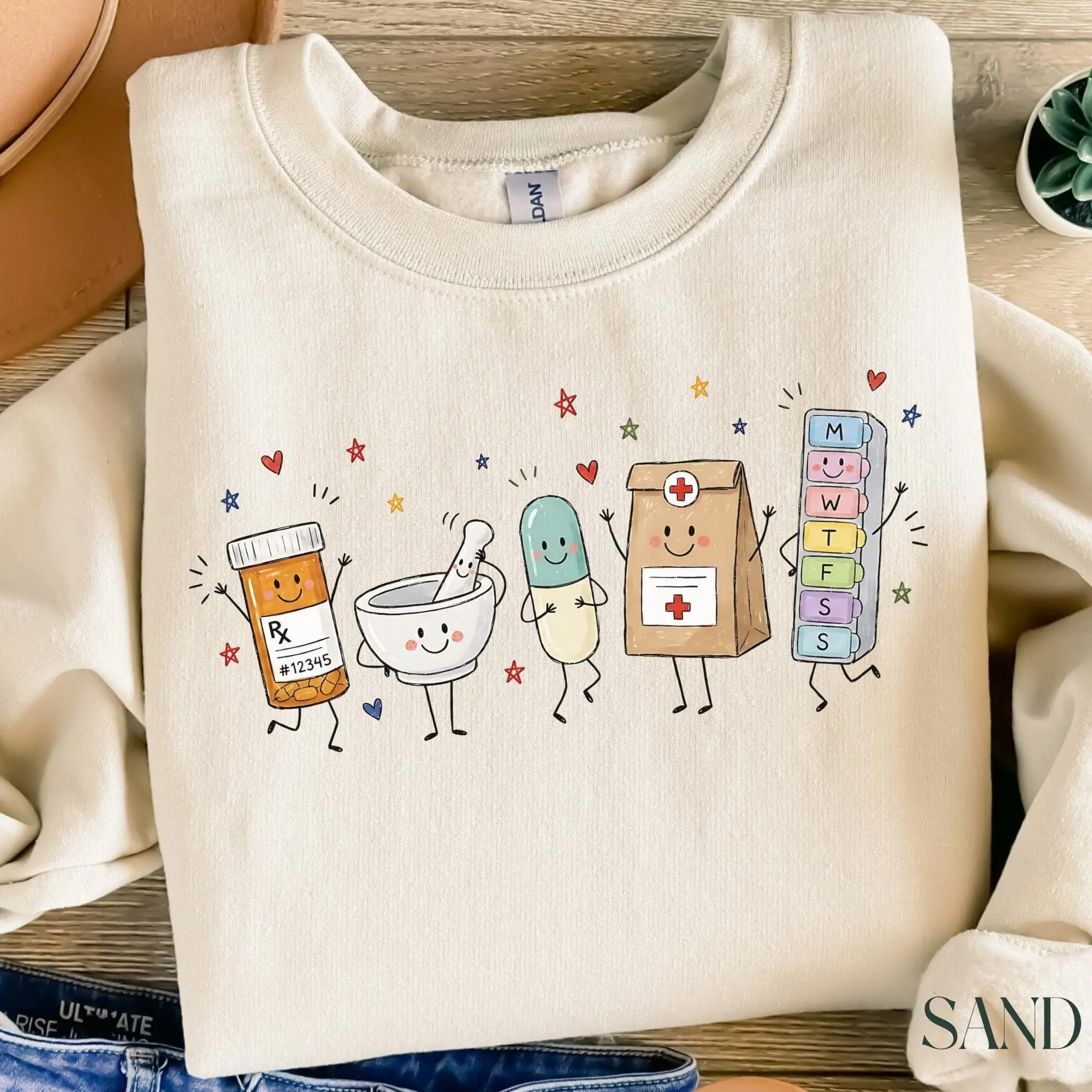 Pharmacist T-Shirt, Pharm Tech Gift, Doodle Pharmacy Technician Sweater, Pharmacy Gift, Pharmacy Assistant Crewneck