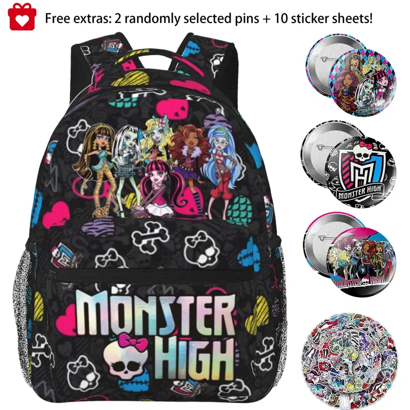 Monster high Large Capacity Backpack Monster high dolls Lightweight Storage Bag Multi-Compartment Design with Secure Zipper Closure | Versatile for Commuting, Fitness, And Travel A Top Choice for Monster high doll Fans As a Gifts