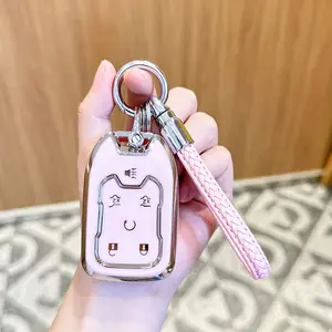 ACEBOY for GMC Key Fob Cover with Keychain, Pink Key Case Fit for 2019 2020 2021 2022 Chevy GMC Sierra 1500 2500HD 3500HD Terrain Acadia Smart Key Protector Shell 5 Buttons