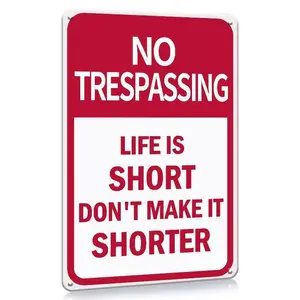 No Trespassing Letter Pattern Sign Waterproof Indoor Wall Art for Home Living Room Bedroom Office Funny Iron Painting Signage 1 Count