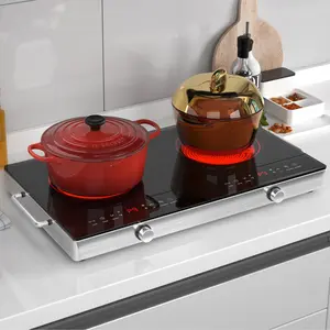 WBVV,Electric Cooktop,110V 2400W Electric Stove Topwith Knob Control,9 Power Levels, Kids Lock & Timer,LEDtouch control,Overheat Protection Electric stove,ktop 2 burner Induction Stovetop Induction Cooker portable Kitchen Appliances