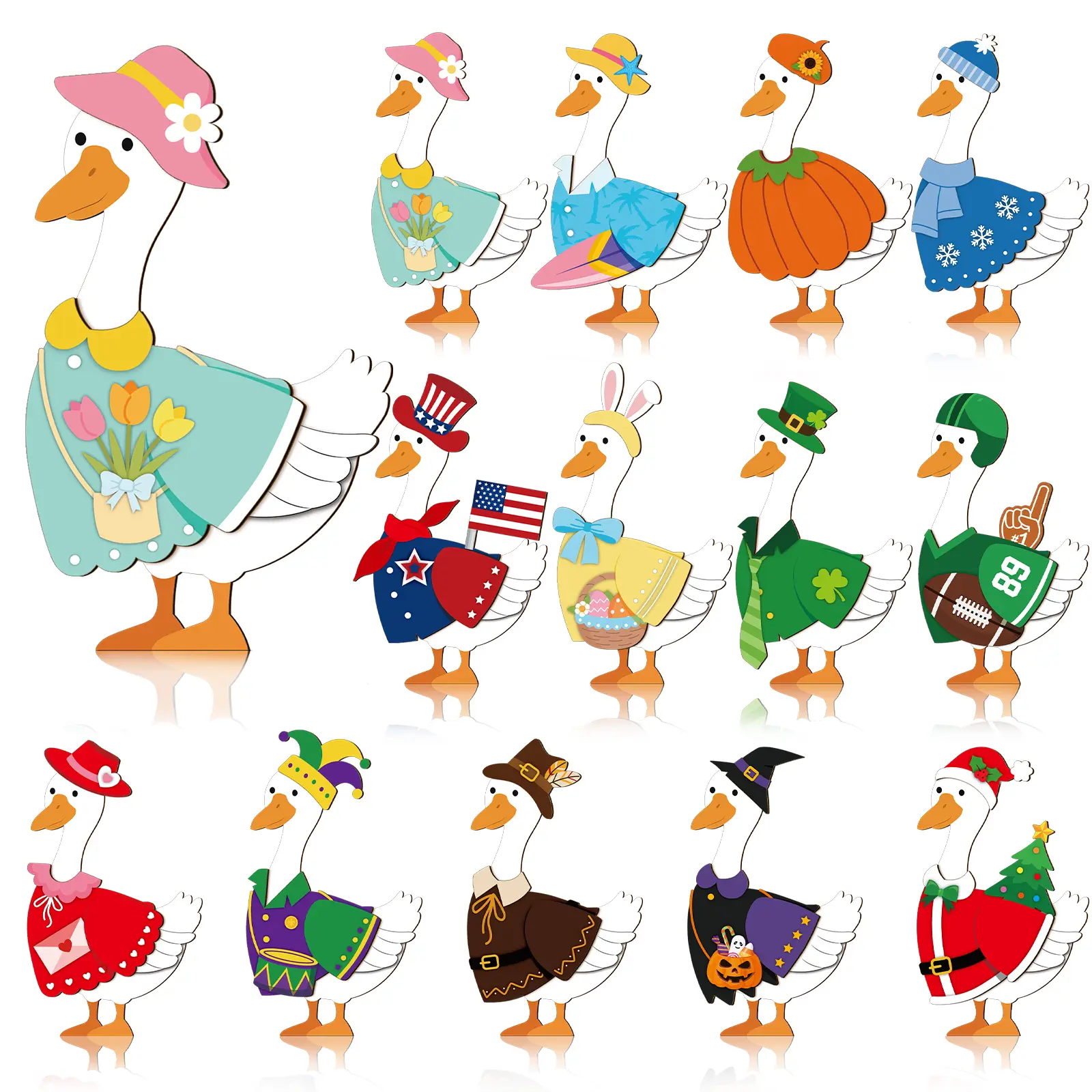 Back to School Magnetic Interchangeable Classroom Goose Decor with Outfit Cards Whiteboard Accessories for Class Management, Preschool-Elementary Teacher Classroom Decoration