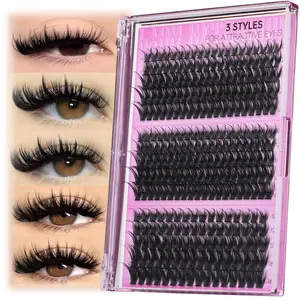 Wispy Lash Clusters 10-16MM, 3 Styles Spiky Individual Lashes, D Curl Volume Cluster Eyelash Extensions for DIY Lash Look, Soft & Full Finish