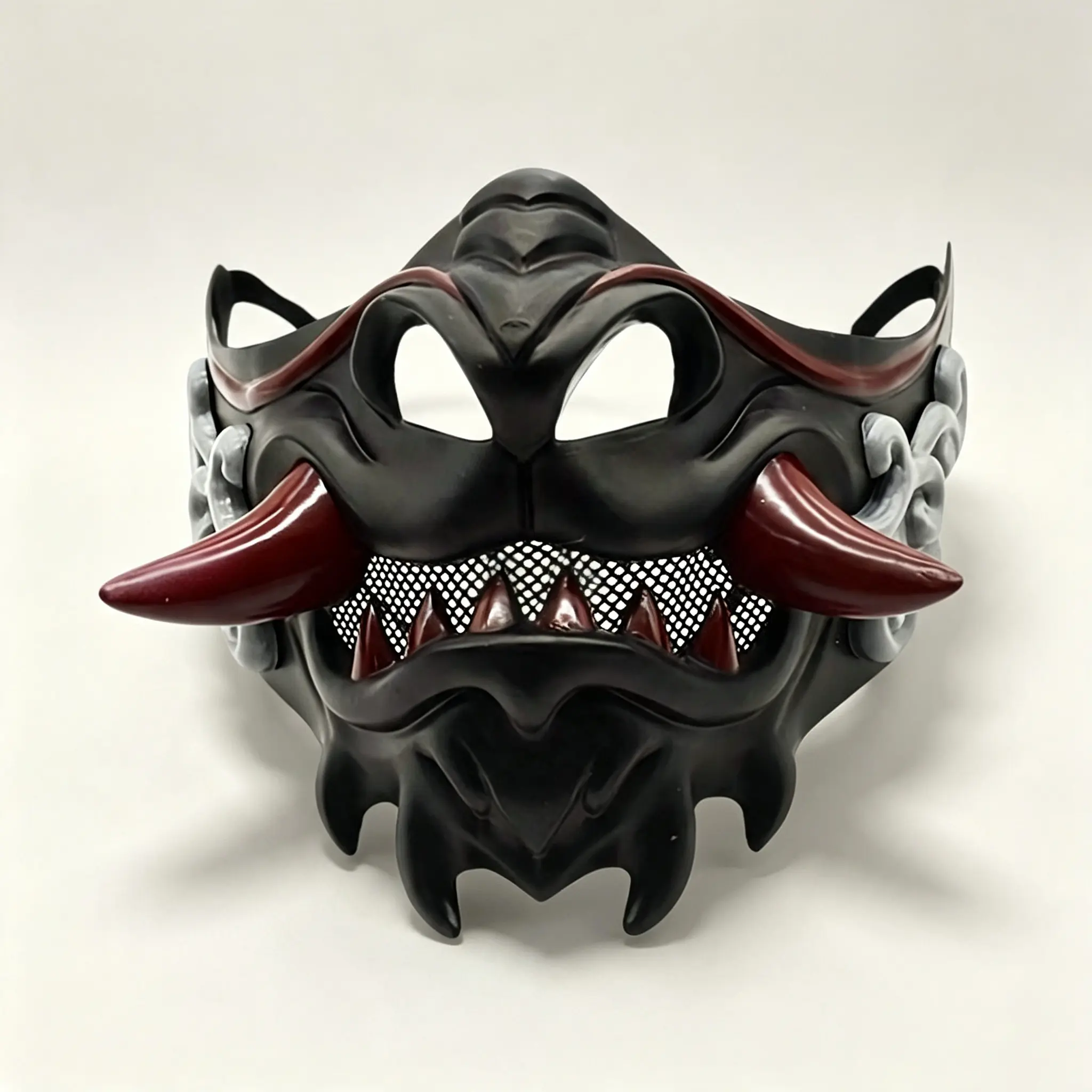 Halloween Akahannya (Red Hannya) Demon Dark Warrior Mask, Japanese-Korean Style Costume Accessory for Sports & Outdoor Face Covers, Accessories