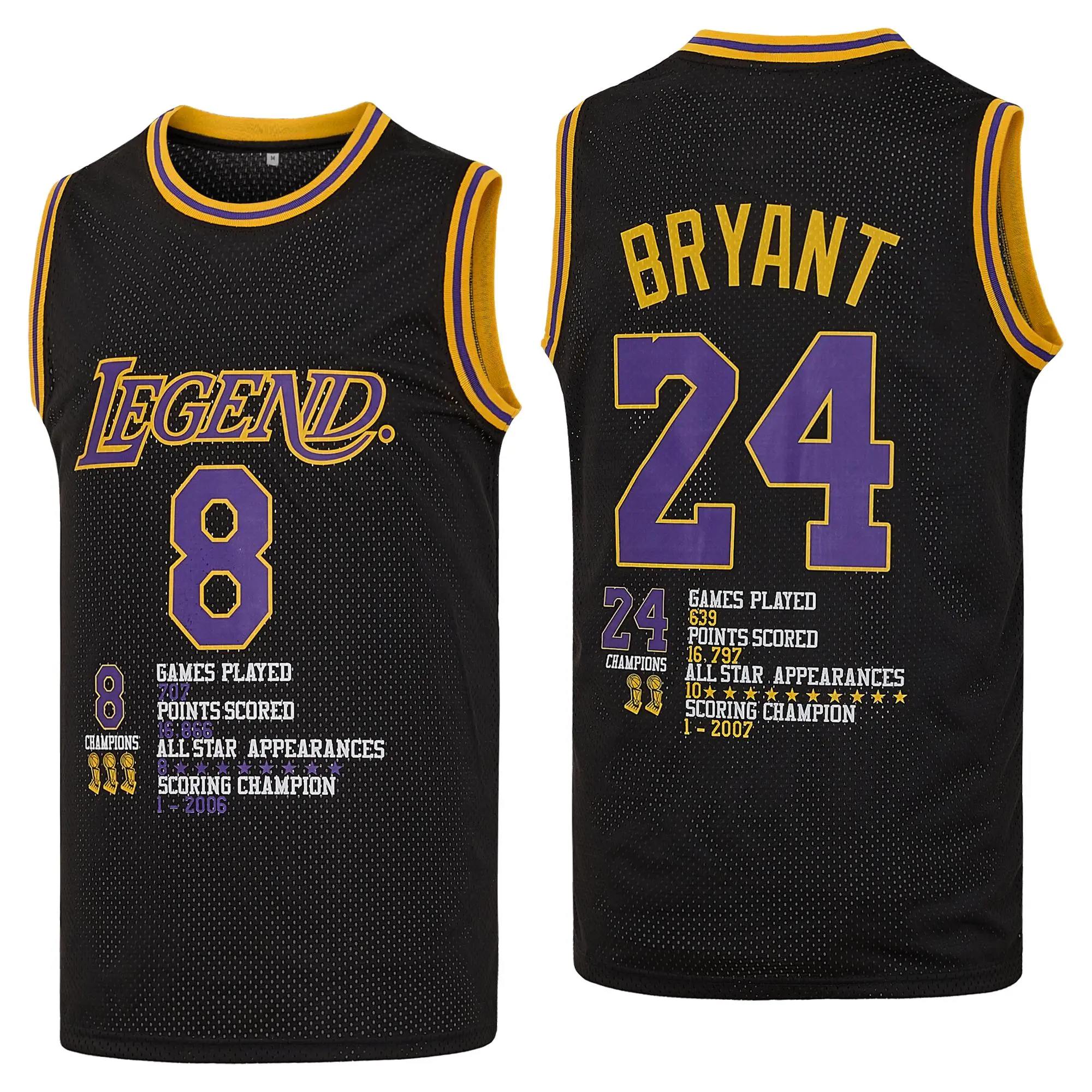 Mens 8 Legend 24 Hot Print Jerseys Black Bryant Men’s Basketball Jersey, Layering, Career Stats