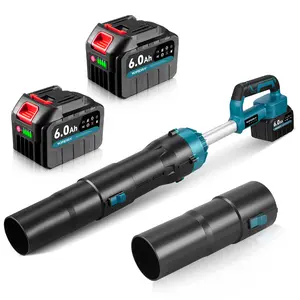 YOFIDRA CordlessBlower 21V 2000W Brushless Motor 58000RPM, Ducted Fan Design with 5-Speed & Burst Mode, 2×6.0Ah Batteries & Fast Charger, 180m/s Airflow Power 2kg Blowing Force for Yard, Garage, Dust & Snow Cleaning, Makita Compatible