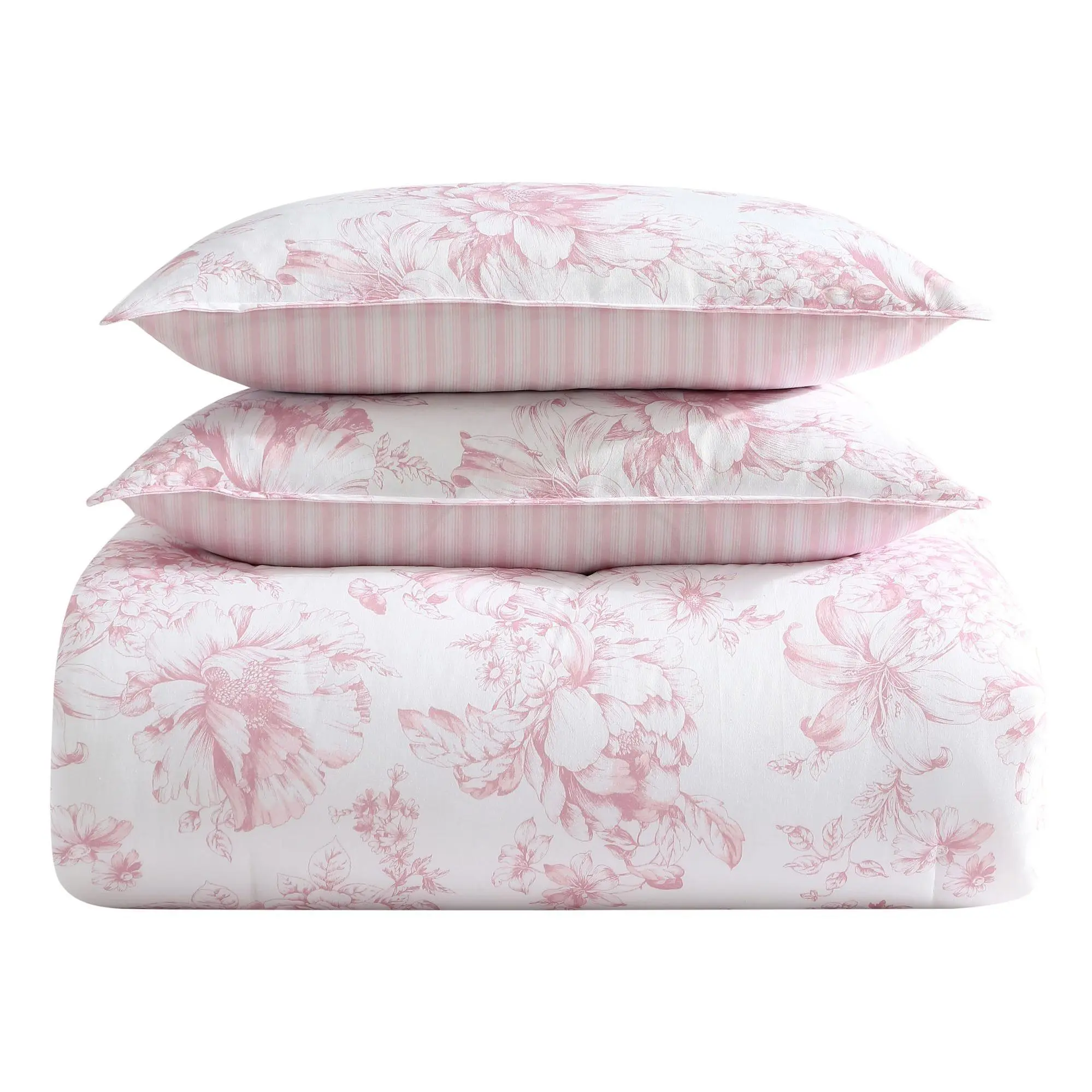 Laura Ashley Delphine Pink Twin Comforter Sham Set