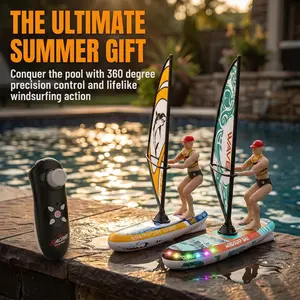 NO.2 TOYS 2.4GHz RC Sailboat Dual Speed Propellers Balance Light Summer Toy for Teens Ideal Easter Gift High-speed Water Racer with LED Strips