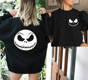 Funny Christmas Sweatshirt, Jack Skellington Sweatshirt, Funny Sweatshirt, Halloween Sweat, Nightmare before Christmas Tshirt,Backside Sweat Cotton Top Womenswear Crewneck Women Lady Unisex Fabric Fit Polyester Hoodie Sweaters