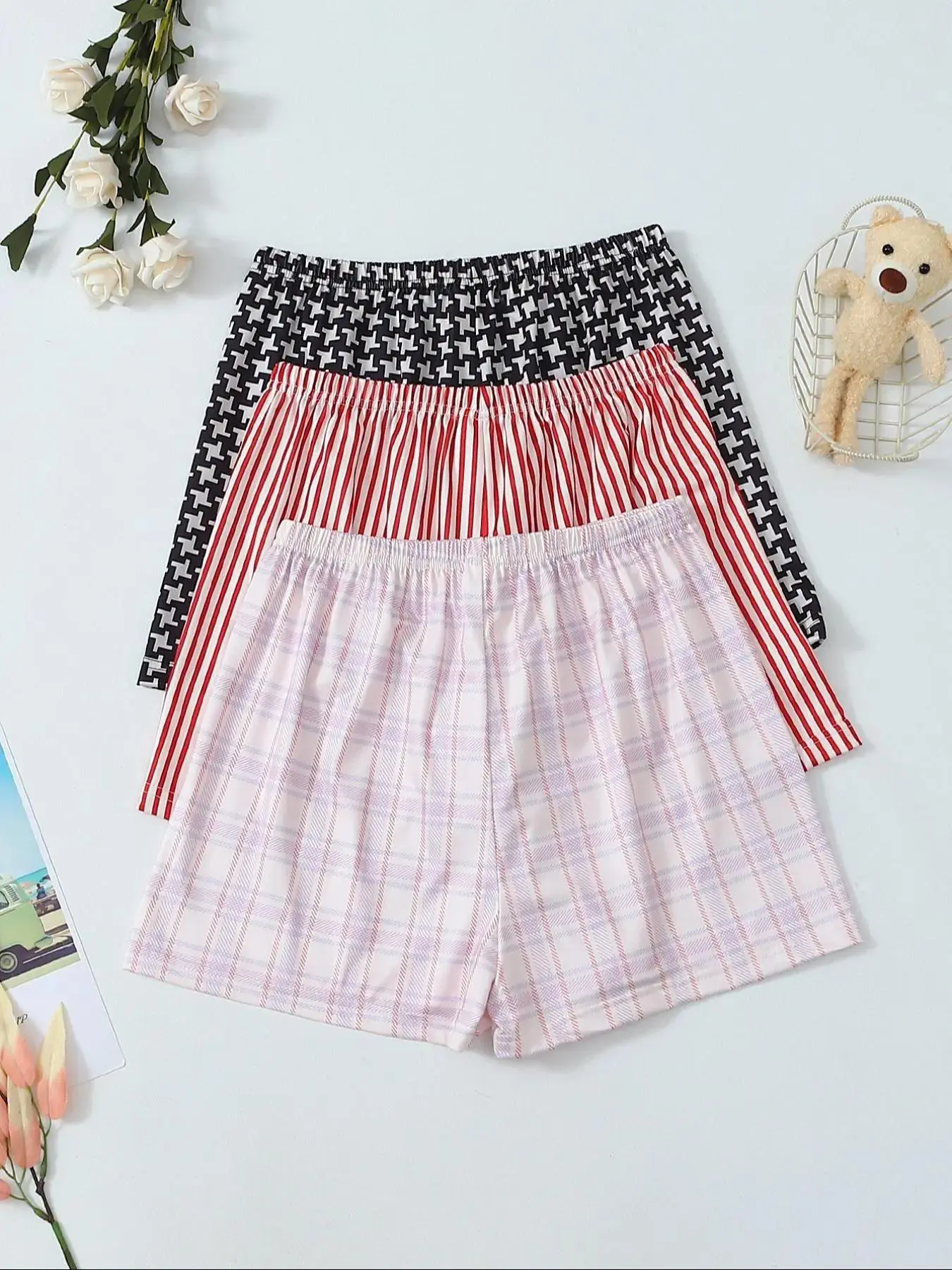 Women's Plaid Print Pajama Shorts, Casual Comfy Breathable Sleep for Daily Wear, Fitted Sleepwear & Loungewear All Seasons, Pajamas Pjs, Nightwear oversized must have bodycon contemporary