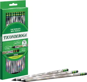 Ticonderoga Noir Wood-Cased Pencils, Pre-Sharpened, #2 HB, Holographic (Pack of 6, 72 Count Total)