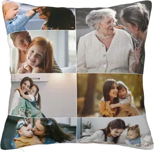 Personalised Cushion Cover with 7 Collage Pictures Print, Design Your Own Pillow Case Double Sided Print, Custom Your Photo Pillowcase with Any Word Text Home Decoration Gift for Birthday Christmas