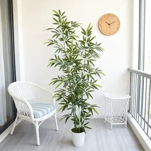 Artificial Bamboo Plant, Artificial Potted Plant 160-215cm Tall, Realistic Leaves, Indoor Outdoor Decor, Perfect for Bedroom Living Room Wedding Party, With plastic pot, Fake Indoor Plants