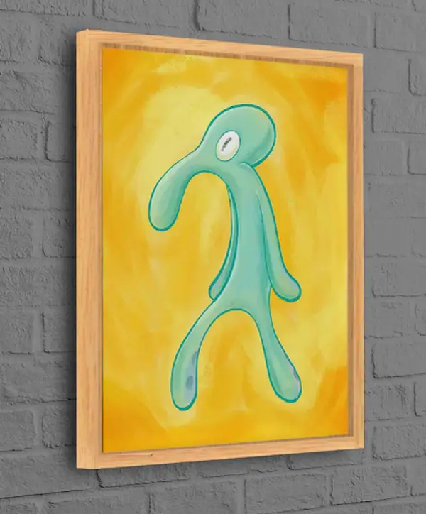 Squidward Painting Print, Abstract Wall Art, Squidward Canvas Poster