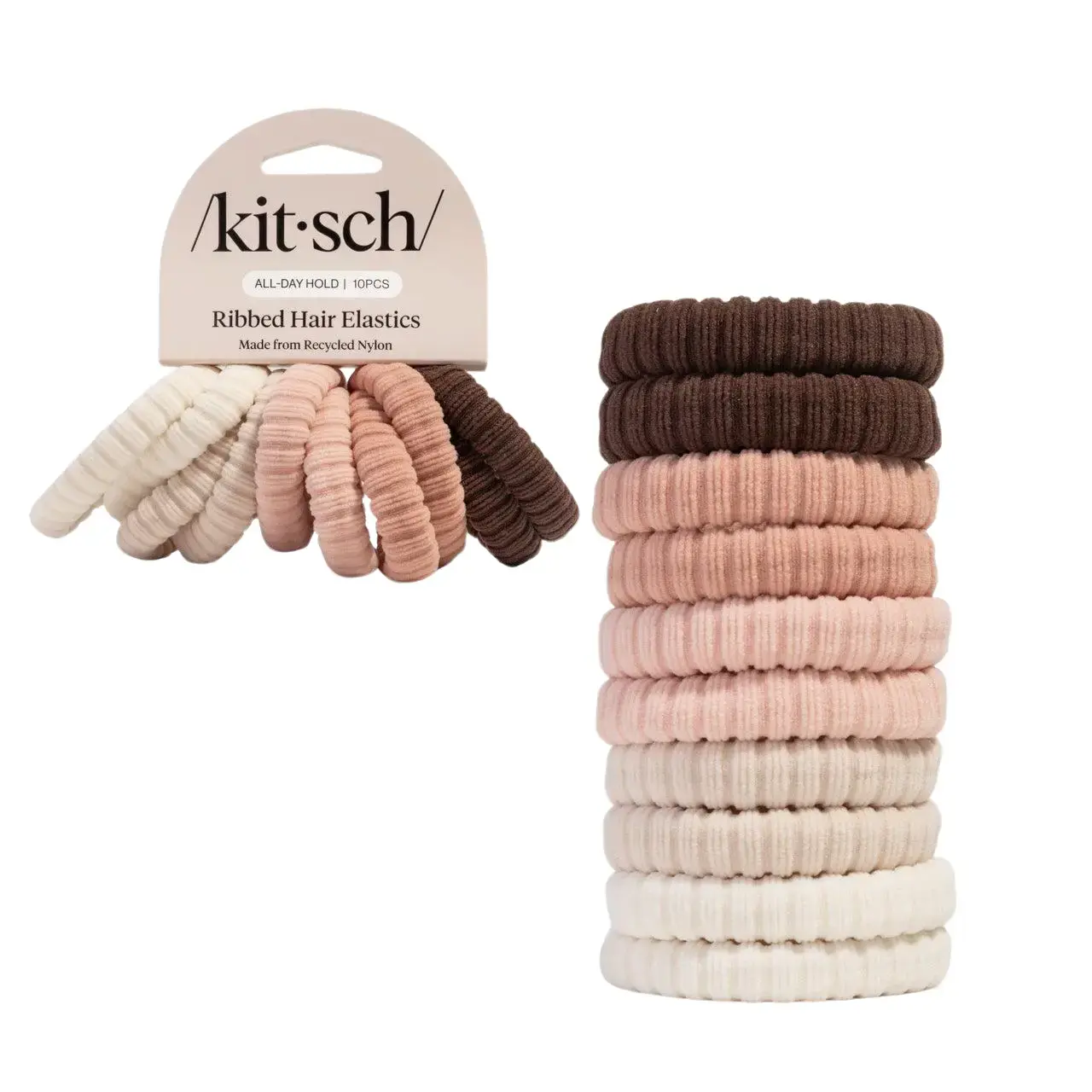 Blush Ribbed Hair Elastics Blush Ribbed Hair Elastics