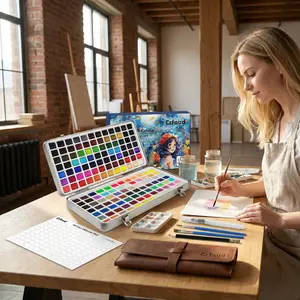 168 High Pigment Watercolor Painting Palettes with With Metallic Colors, Fluorescen Colors, Macaron Colors, for Artists, Painting Art Supplies for Adults Artists