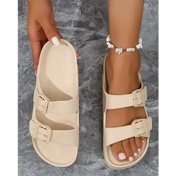 Women's EVA Platform Sandals - Lightweight, Comfortable, Double-Buckle Adjustable, Open-Toe, Breathable Flat Footwear for Beach, Outdoor Walking; Sandals for Women, Women's Sandals
