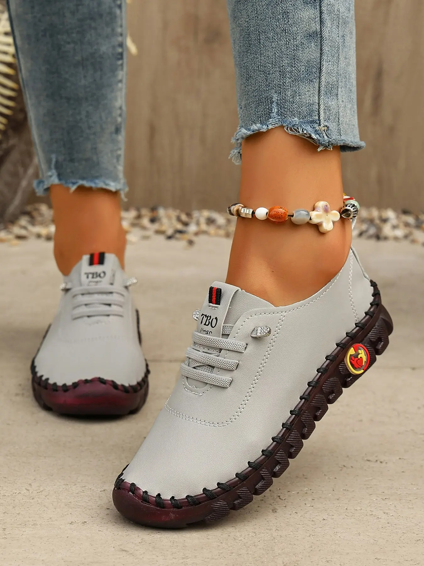 Women's Slip-On Flat Non Slip Oxford Shoes, Comfortable Casual All-Season Footwear, PU Leather, Rubber Sole, Sizes 36-43, Anti-Slip Design