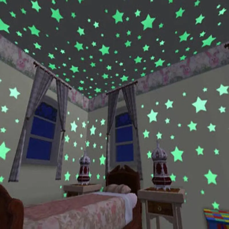 100Pcs Luminous Decorative Wall Decals Peel And Stick Glow In The Dark Stars Stickers Starry Sky Pattern For Kids Baby Rooms Colorful Fluorescent Home Room Decor Decals Sticker Sheets Glow In The Dark Stars For Ceiling Adhesive Stickers