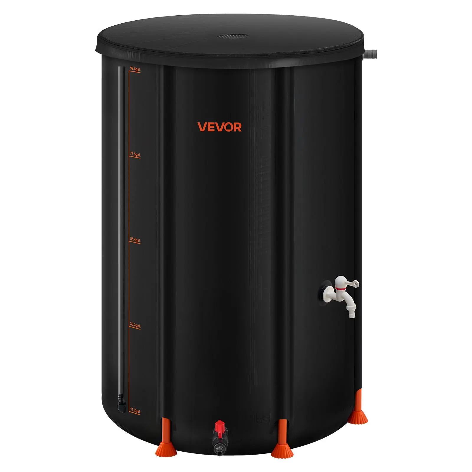 【summerfinds】VEVOR Collapsible Rain Barrel, Summervibes,Summervibes, 100 Gallon Portable Rain Water Collection Barrel, 1000D PVC Rainwater Collection System, Garden Water Catcher Tank Storage Container with Spigot & Overflow Kit, Black