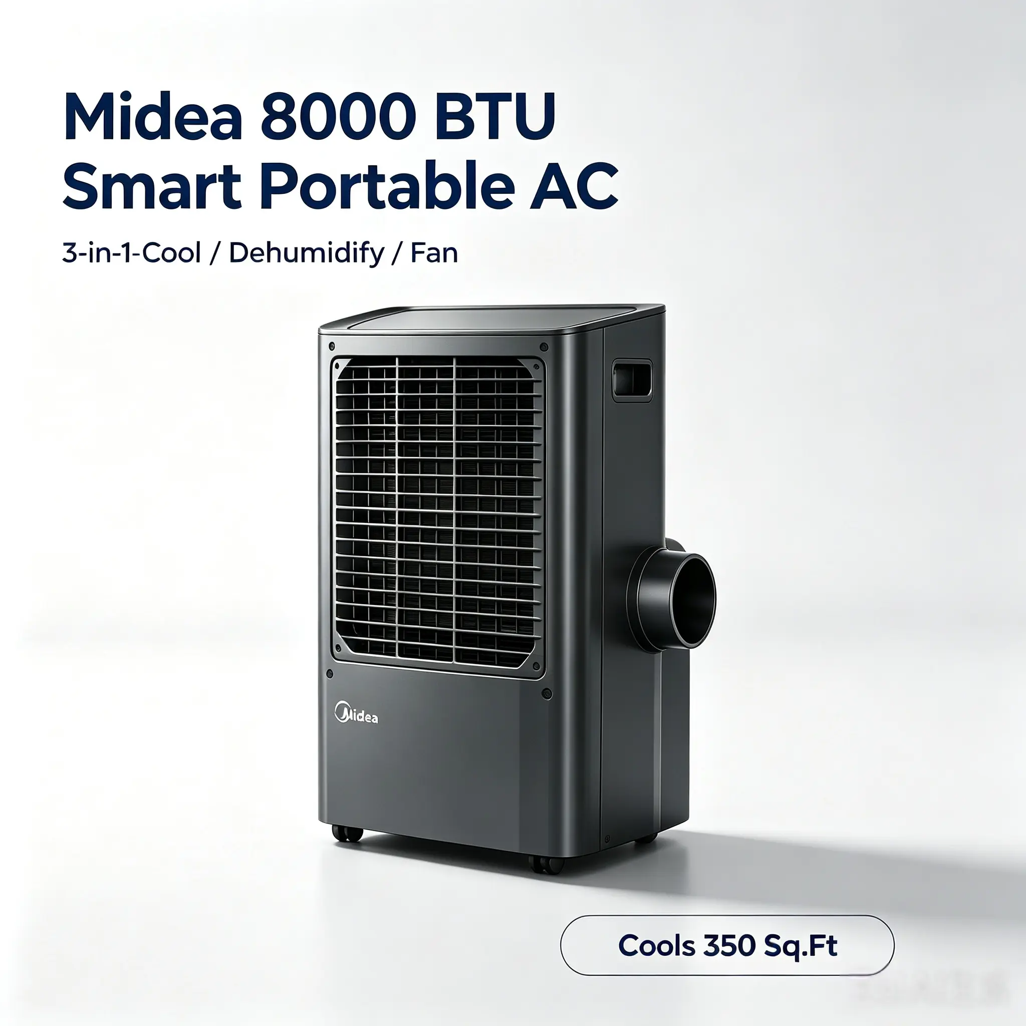 Midea 8000 BTU Corded Smart Portable Air Conditioner (Like New) - 3-in-1 Cooling, Dehumidifier & Fan, Cools Up to 350 Sq.Ft, Smart Control via Alexa, Google, Siri & Matter, Energy Efficient, Window Kit Included