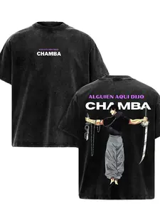 Toji Fushiguro Anime Print Menswear T-Shirt - Alguien Aqui Dijo Chamba Vintage Acid Wash Baggy Loose Oversized Tee, Premium Heavyweight Cotton Streetwear, Retro Jujutsu Inspired Men's Short-Sleeve Top