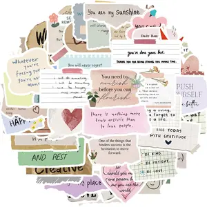 Vintage Broken Text Sticker, 50pcs/set Waterproof Scrapbook Aesthetic Sticker, Daily Planner, Water Bottles, Handbook Junk Diary Stickers, Decor