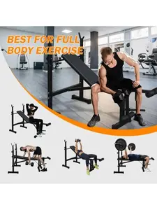 Olympic Weight Bench, Bench Press Set with Squat Rack and Bench for Home Gym Full-Body Workout