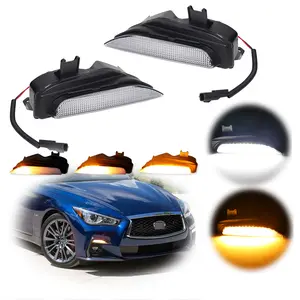 2pcs Clear Swithback LED Sequential Signal Fog Lamps For 2014 2015 2016 2017 2018 2019 2020 Infiniti Q50 Q50S Sport,Replace OEM 261304GA0A.261354GA1A