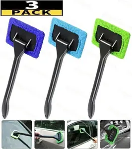 3 Pack Window Windshield Cleaning Tool Microfiber Car Wiper Cleaner Glass Brush
