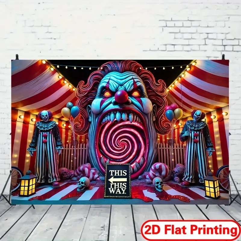 Festive Clown Print Glow Banner - Waterproof Polyester Wall Hanging Backdrop, Home Decoration for Business, Ceremony, Anniversary, Baby Shower