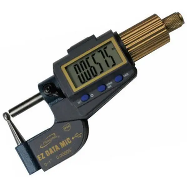 iGaging All Metal Criterion A ESD Electronic Digital Tube Micrometer with Ratchet Stop - 0-1" Range, 0-25mm Range, IP54 Rated, Inches/mm Measurement, Absolute/Incremental Setting, Extra Large LCD Display, EZ Data Output Functionality, Batteries Included