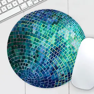 Creative Disco Ball Pattern Mouse Pad, Round Mouse Pad, Desktop Non-Slip Rubber Base Mouse Mat for Home Office Game Room