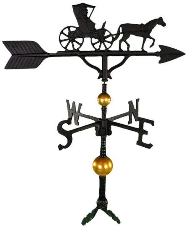 300 Series 32 In. Deluxe Black Country Doctor Weathervane - Mast, 23.25 In. Size, Adjustable Clutch Base, Extra Durability for Home Improvement & Garden Decor