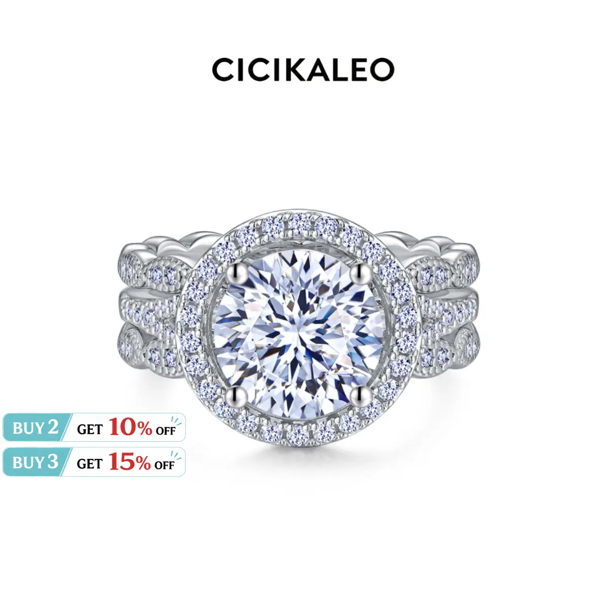 CICIKALEO 1.5/3 CT Moissanite Ring Enhancer Set for Women 81-Facet Cut Lab-Created 18K White Gold Plated Wedding Engagement Gift for Her #Summervibes Marriage Ring tiktokshopbacktoschool