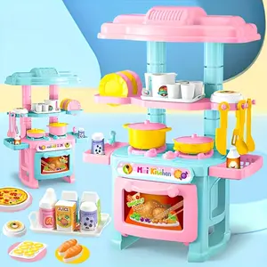 Mini Kitchen Playset Simulation Cooking Utensils Pretend Cooking Set Stove Role-Playing Toy Play Kitchen Accessories, Realistic Miniature Cookware Set for Kids' Imaginative Play