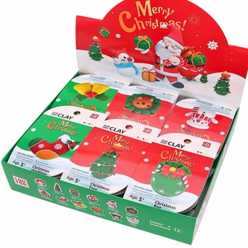 Christmas Air Dry Clay DIY Craft Kit - Holiday Theme, 12-Style Character Modeling Set for Crafting Enthusiasts, Easy to Use