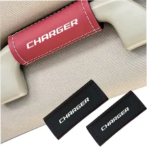 2pcs For Dodge CHARGER PU Leather Car Interior Accessory Seat Cover Accessories, Car Handle Protection Cover Accessories Vehicle, Boujee Car Accessories