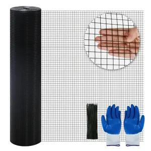 Hardware Cloth, 1/2 Inch 48" x 100 ft Black Vinyl Metal Mesh Roll, 19 Gauges Chicken Wire Fence Roll, Welded Wire Fencing PVC Coated Wire Fence Rolls for Chicken Coop, Poultry