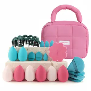 19-Piece Complete Cosmetic Makeup Puff Sponges & Applicator Kit - Includes Finger Cushion, Headband, Thin Eyeliner & Brow Brush Replacement Part; Ideal for Concealer Blending, Powder & Flawless Foundation Application - Professional & Everyday Use