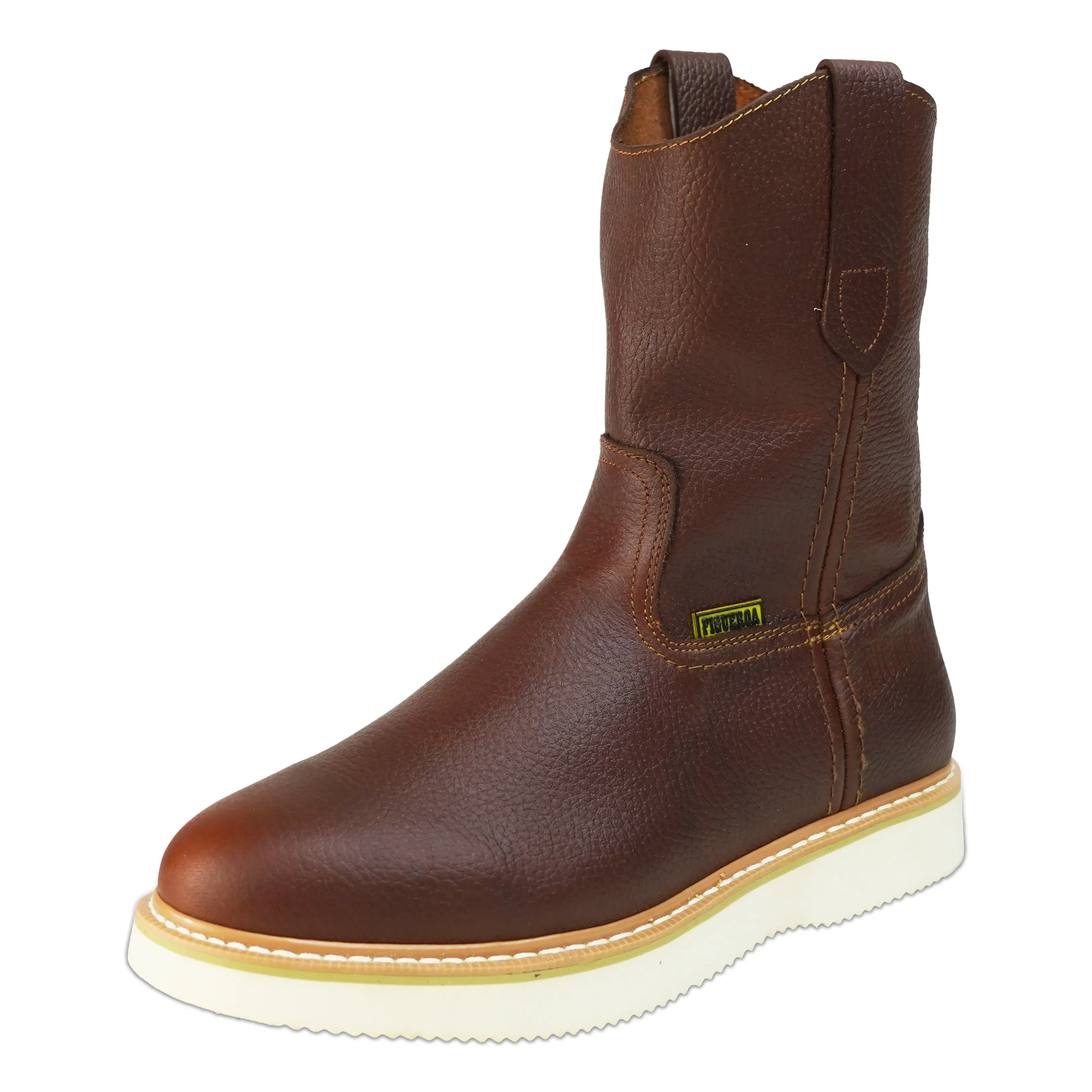 Men's 252 Pull On Work Boot Round Toe Slip Resistant Wedge Boot - 100% Genuine Leather, Full Grain, Oil & Slip Resistant, Comfortable Insole, Made in Mexico