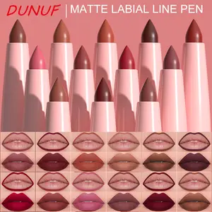 DUNUF Silky matte lip liner set of 6 pens, with high saturation and rich color. Waterproof and sweat-resistant, does not stick to cups. One stroke for perfect finish without any streaks. Long-lasting color retention.