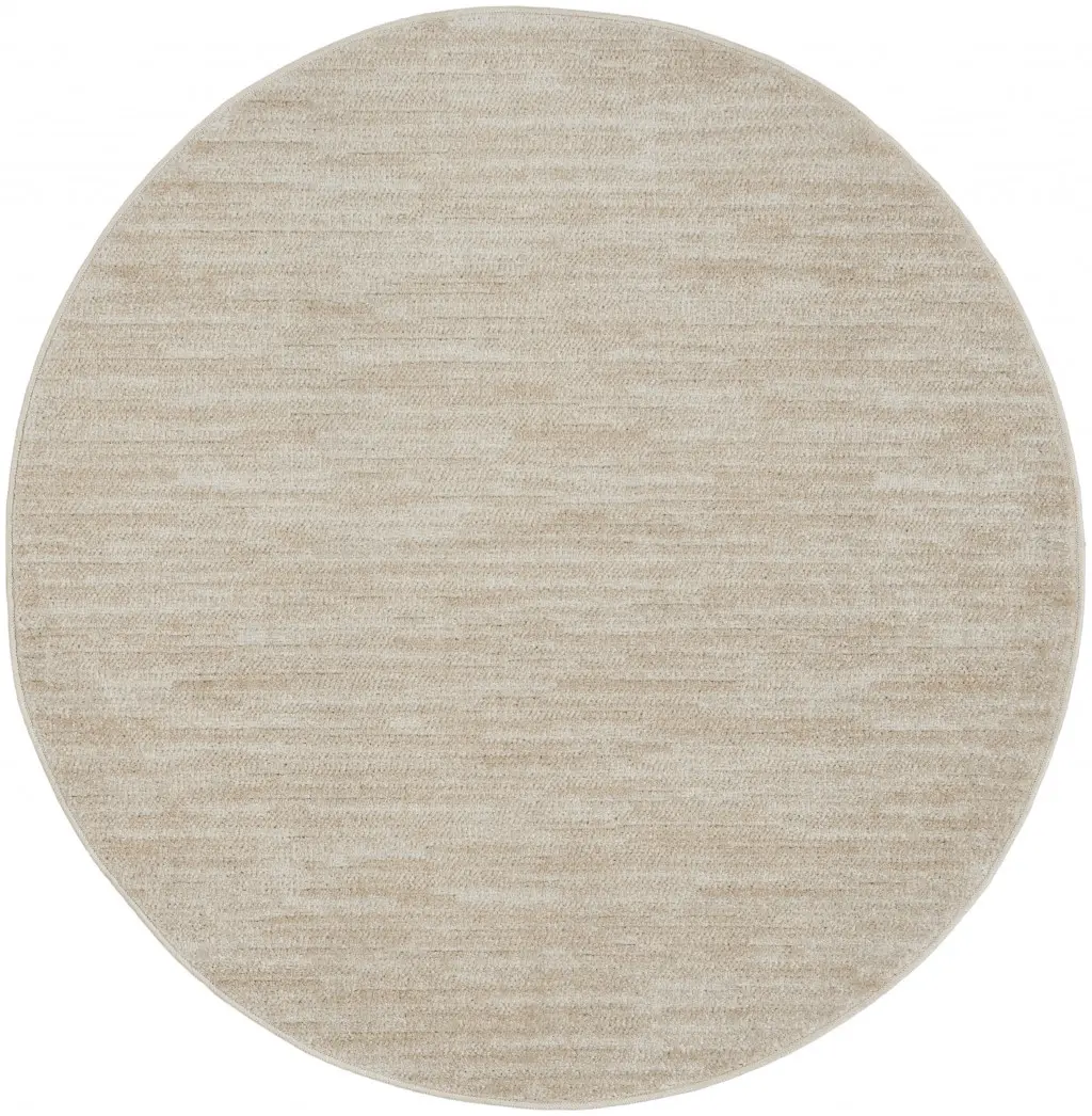 HomeRoots 479814 4x4 ft. Ivory & Beige Earth Tone Circular Accents Home Decor Rug, Non-Slip Backing Indoor-Outdoor Round Carpet, Home Decor Rugs, Non-Slip Backing Area Rugs