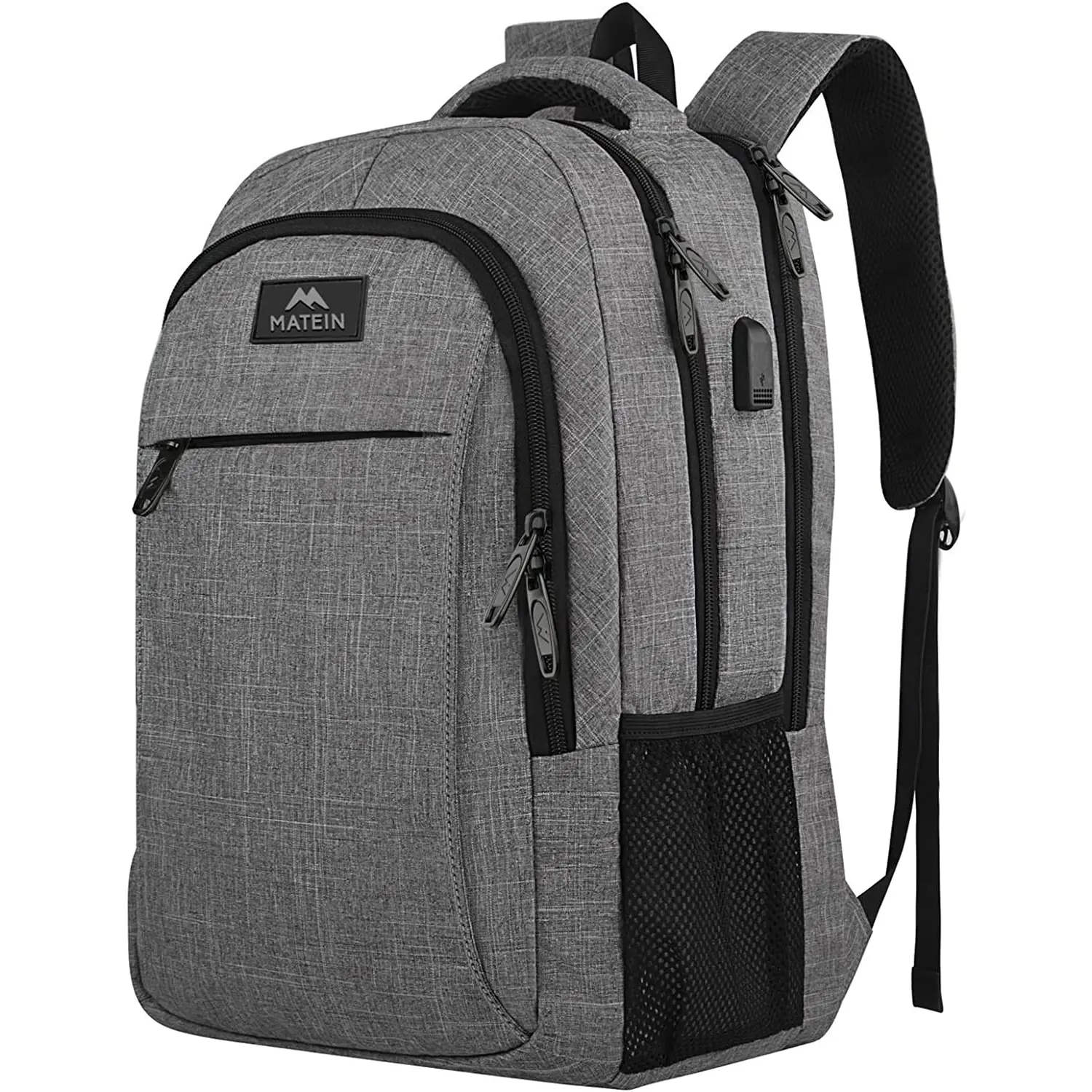 Travel Laptop Backpack, Business anti Theft Slim Sturdy Laptops Backpack with USB Charging Port, Water Resistant College School Computer Bag Gift for Men & Women Fits 15.6 Inch Notebook, Grey YoTwo
