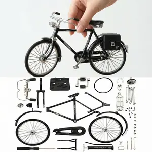 2026 New 51 Pcs DIY Retro Bicycle Model Ornament For Kids, Creative 1:10 Simulation Mini Bicycle Model Scale Kit With Inflator and Briefcase, Finger Bike Models Toys For Desktop Decoration Ornament
