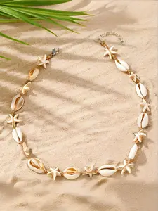 1pc Casual Elegant Minimalist Personalized Fashion Beach Style Starfish & Shell Necklace, Ocean Resort Jewelry For Women