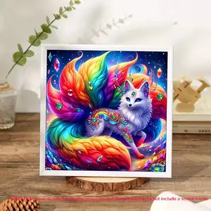 5D DIY Diamond Arts Colorful Painting Kit, Fox Pattern Diamond Arts Crafts without Frame, Handmade Diamond Art Pictures for Home Decor, Handmade Gifts