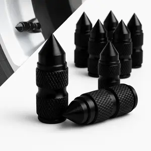 Spiked Tire Valve Caps 8PCS – Aluminum Valve Stem Covers (Black)