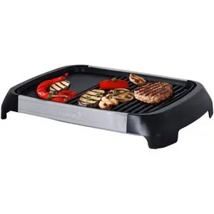 212 MAIN 1200W Power Electric Indoor Grill & Griddle, Stainless Steel, Non-Stick, Dishwasher Safe Drip Tray, Easy Cleaning for Indoor Use