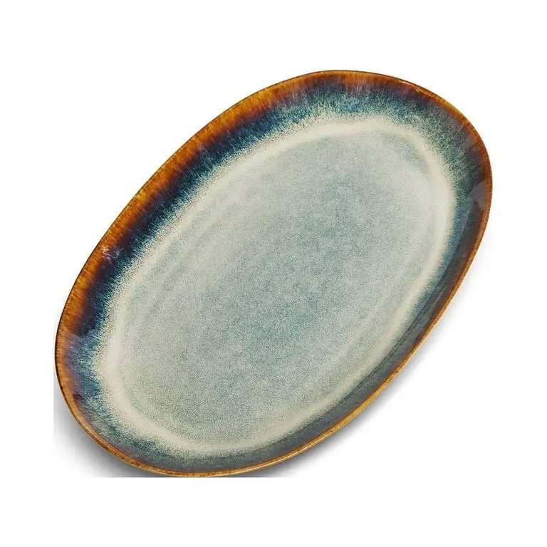 Yellowstone Ceramic Oval Platter Kayce Collection Tableware Reactive Glaze Stoneware Dinnerware for Family Gatherings & Formal Celebrations Microwave Dishwasher Safe